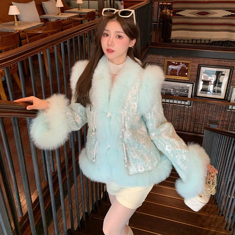 【福利】24493冰冰来了【芳华】冬季重磅国风妲己外套钉珠白鸭羽绒服