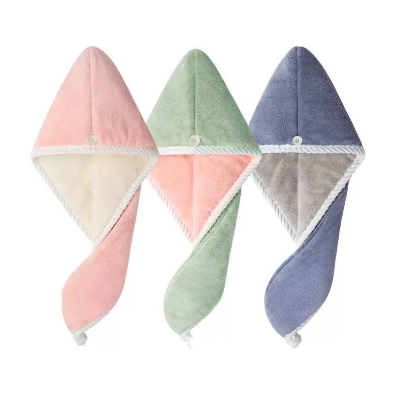 【爆款】双层干发帽女士加厚珊瑚绒柔软吸水浴帽擦头发不掉毛