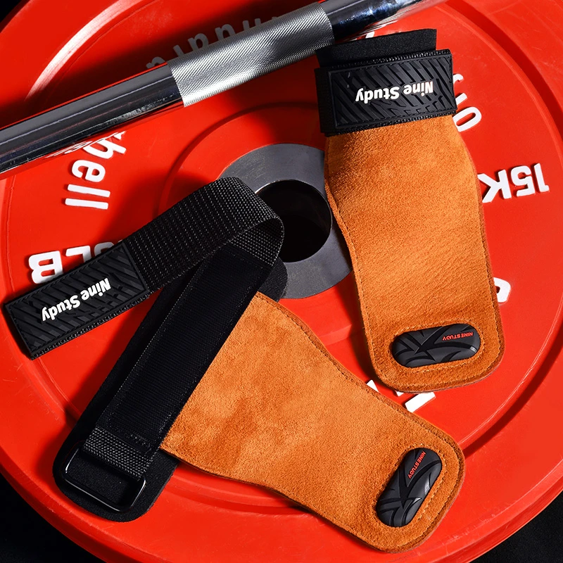 助力带硬拉牛皮男士手套引体向上单杠练背握力男女护掌健身辅助带