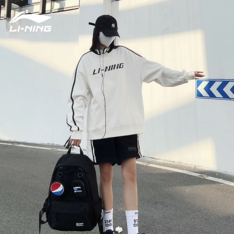 李宁卫衣爆款女款春季2025情侣套头长袖抓绒上衣休闲运动卫衣男