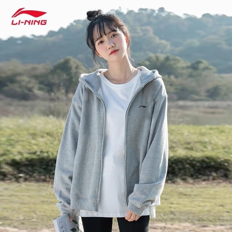 李宁外套2025秋季女款高颜值开衫连帽卫衣宽松潮流休闲针织运动衫