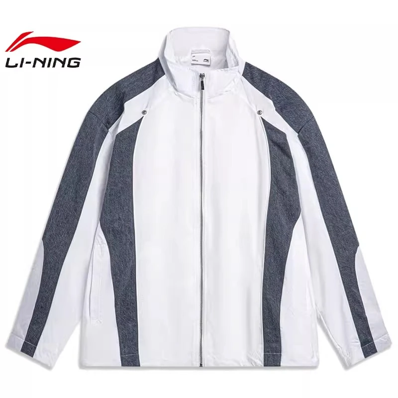 李宁运动外套2025秋季爆款男子经典休闲宽松舒适牛仔立领休闲夹克