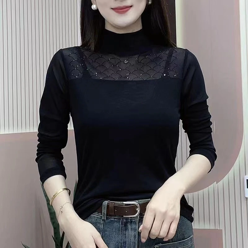 Y142春秋冬新款半高领女士纯色显瘦高弹力打底衫百搭保暖小衫女