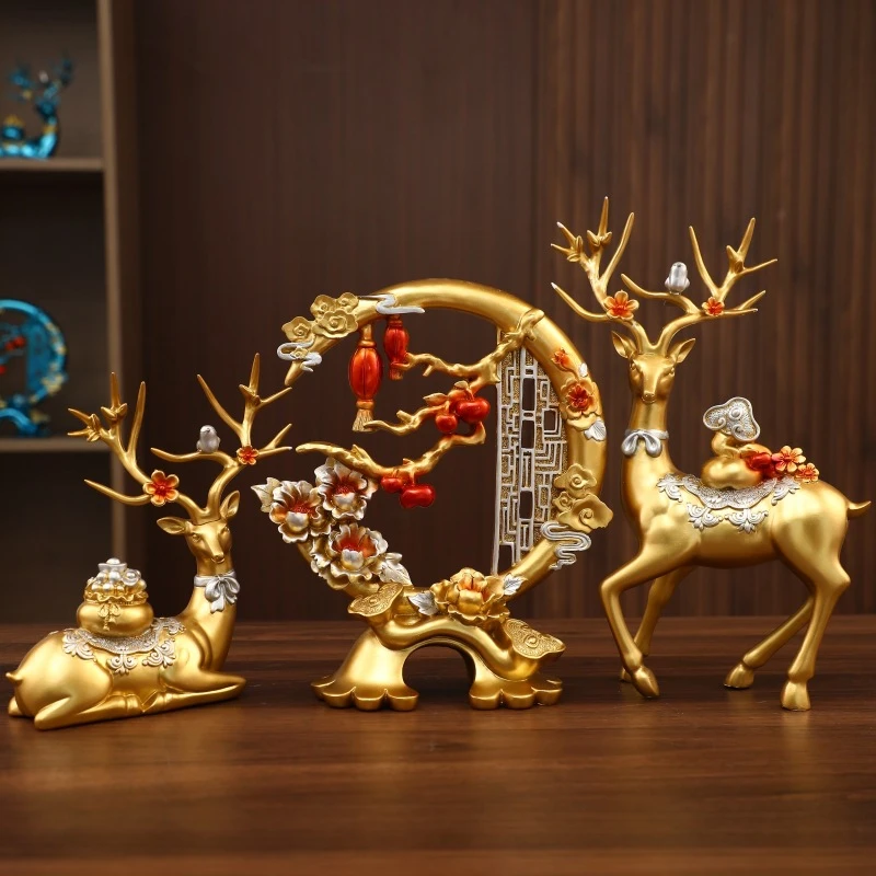 酒柜办公室装饰品创意麋鹿摆件客厅玄关高档工艺品电视柜餐边柜