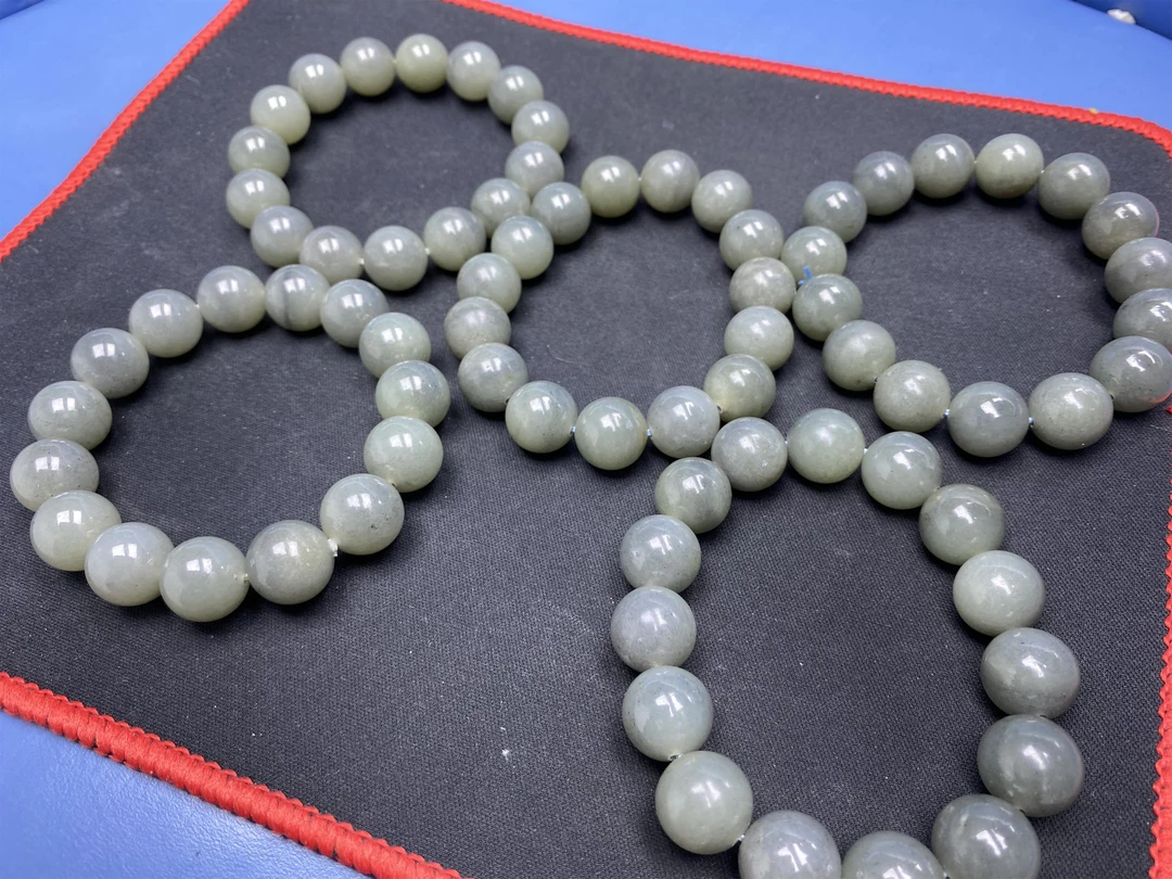 卡14天然新疆和田玉籽料点墨圆珠手串颜色微差多样性发货拍一发一