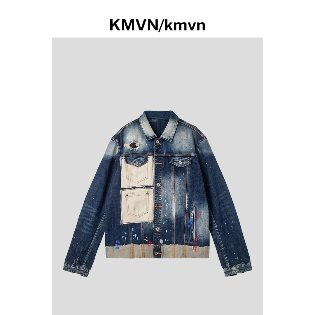 kmvn/kmvn【涂鸦】2024新款休闲个性夹克涂鸦点缀牛仔外套