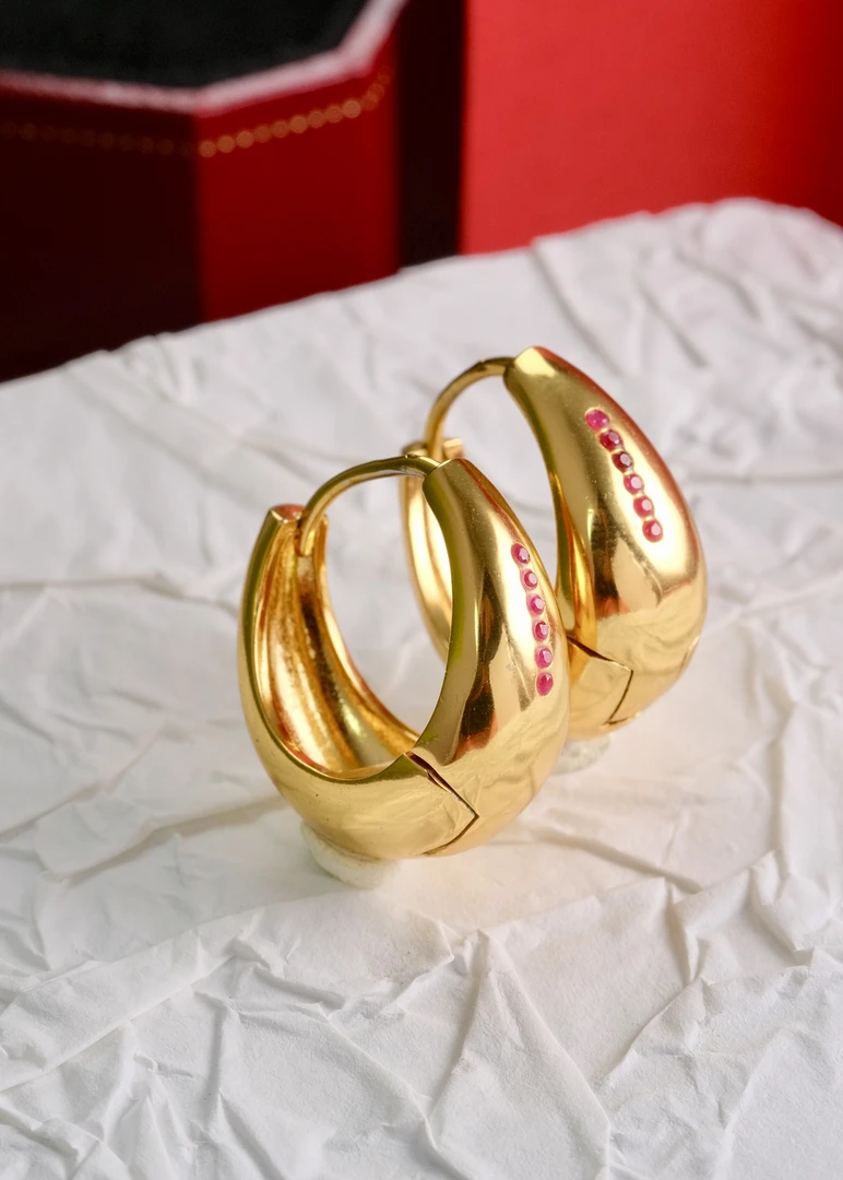 红宝石气质高定耳饰C904合金镶嵌