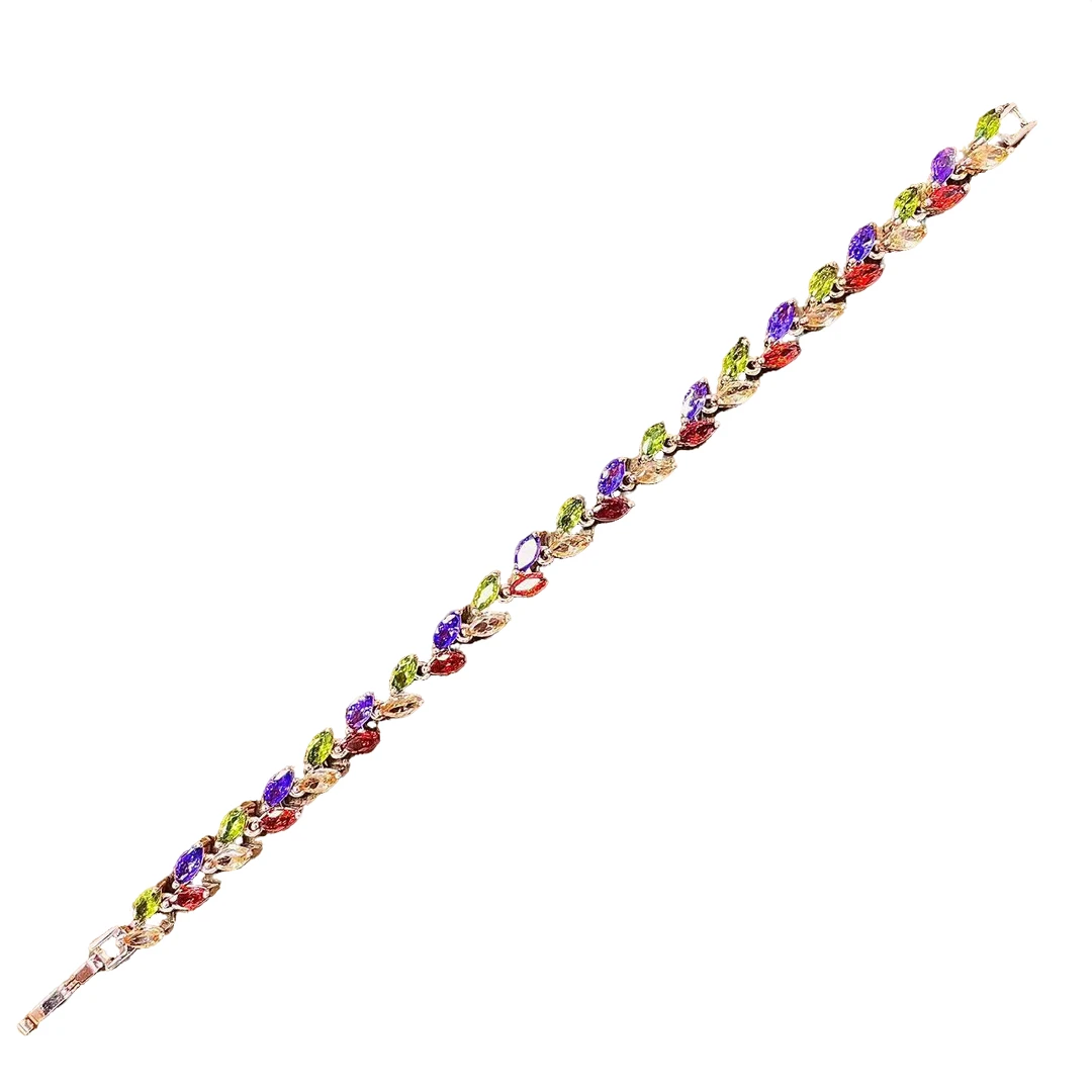 高定珠宝精选培育碧玺多彩麦穗手链-s910合金