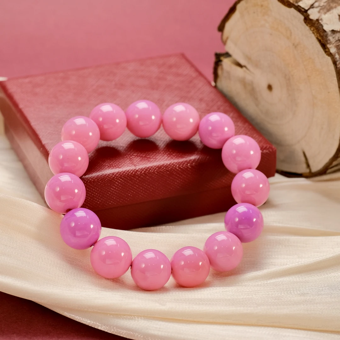 高定珠宝苏俱玛瑙樱花粉气质珠珠手串-s876