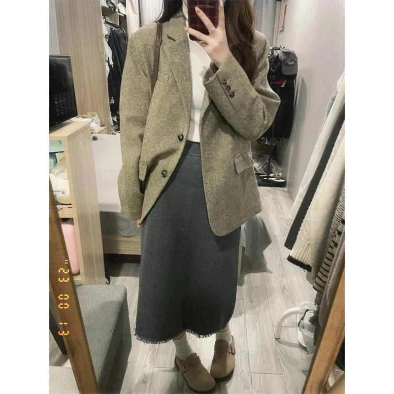 短款西装呢子大衣女2025秋冬季新款毛呢外套高级感小个子韩系气质