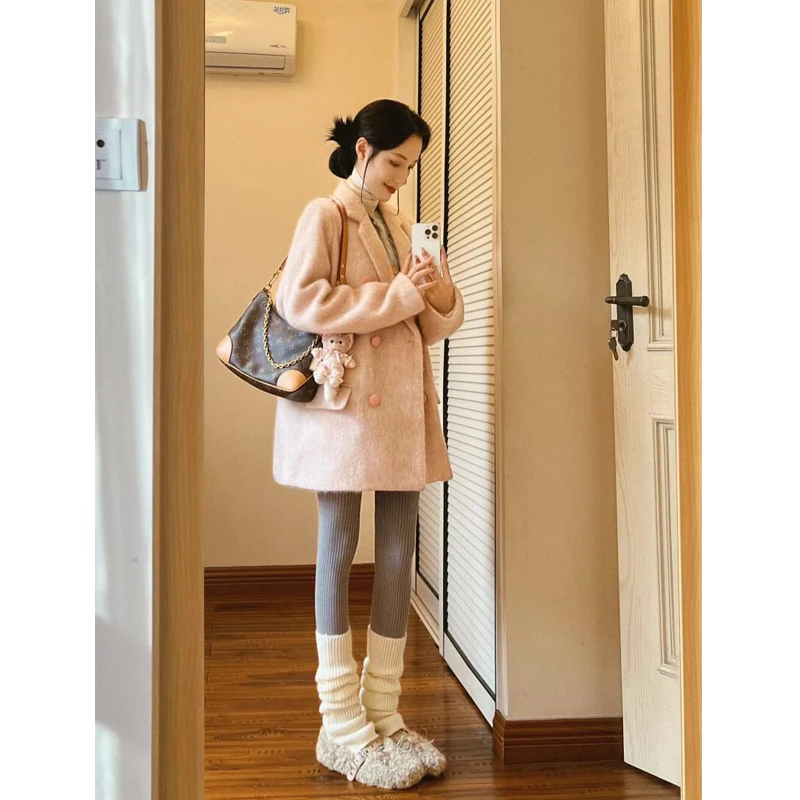 温柔呢子大衣女2024新款秋冬季高级感毛呢外套韩系小个子短款西装