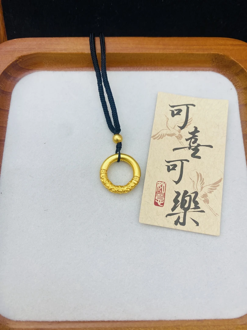 合金吊坠 祥云平安扣实心双面雕刻男女精工素圈时尚百搭