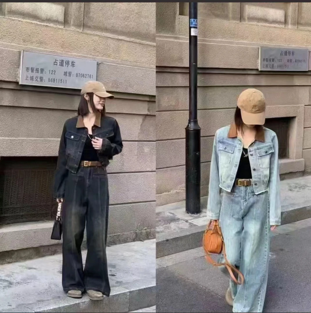 @99 Studio『101#-150#』2024款时尚显瘦百搭宽松休闲牛仔套装