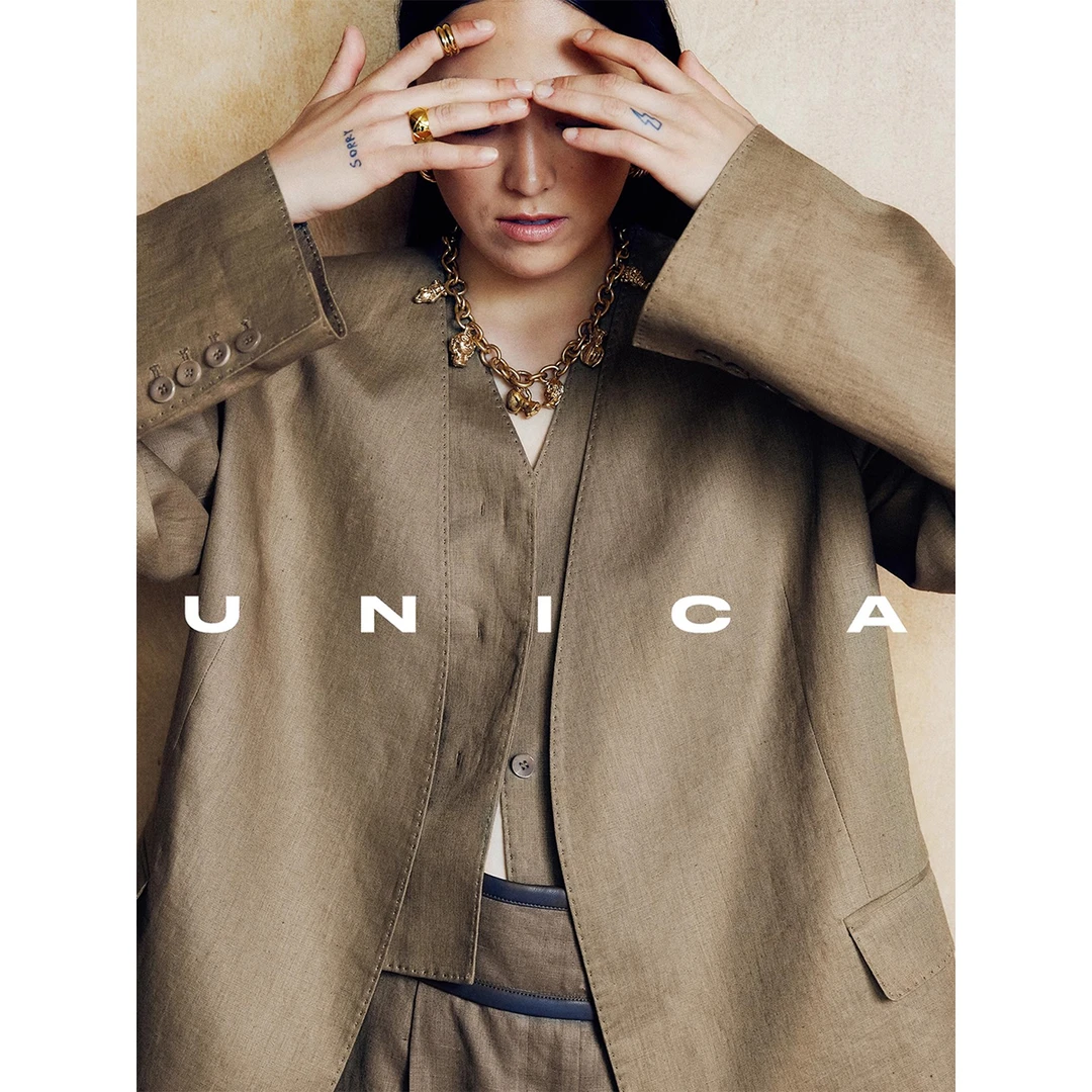 UNICA【现货】复古j简煌室yu用比利时LIBECO进口亚麻马甲西装套装