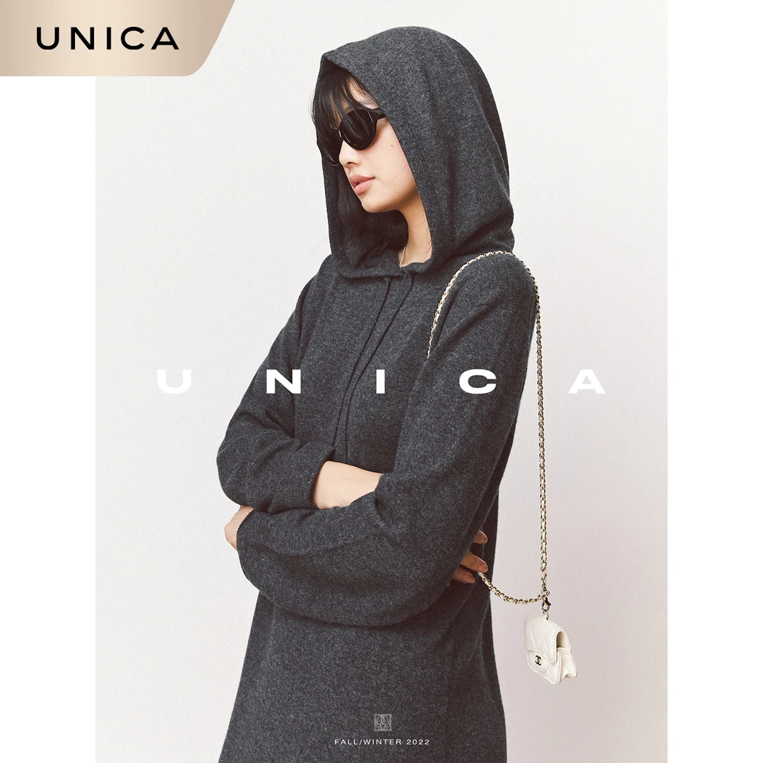 UNICAM*rgielaH时期大气高及随性卷边_Y绒Y毛针织连衣裙
