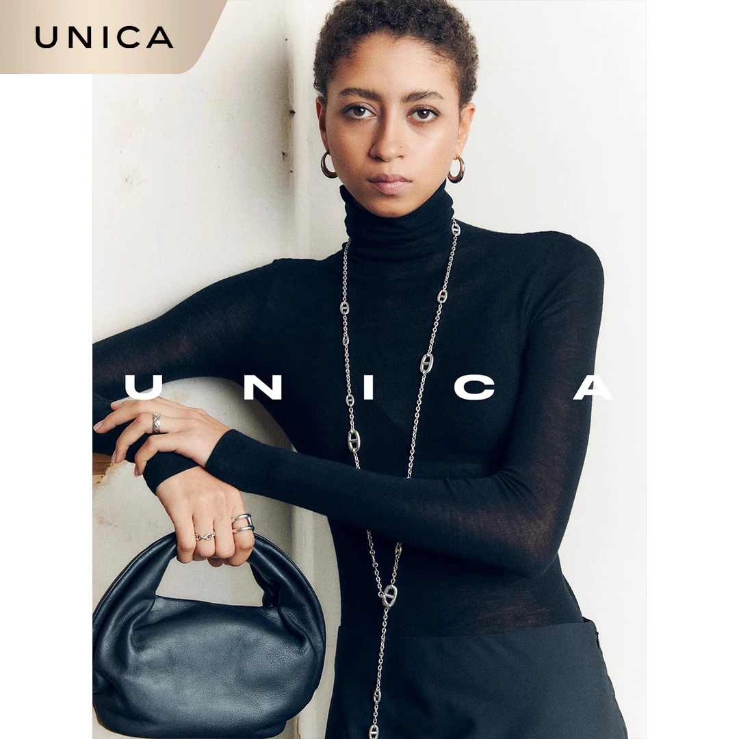 UNICA时髦穿搭B囤透视感_德国biella140s超细羊毛微透打底针织衫