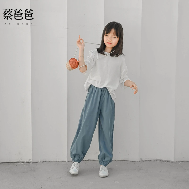 蔡爸爸童装第986个童话百搭夏装束脚裤男女童防蚊防晒长裤717+132