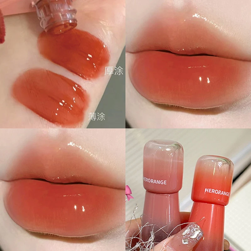 少女奶橘色啵啵水唇釉持妆显白水润不易掉色水光镜面唇彩纯欲少女