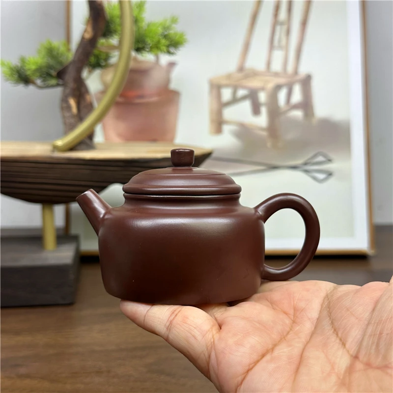 潮州手拉壶德钟壶120cc黑金刚紫泥壶手工茶壶紫砂茶壶工夫茶壶