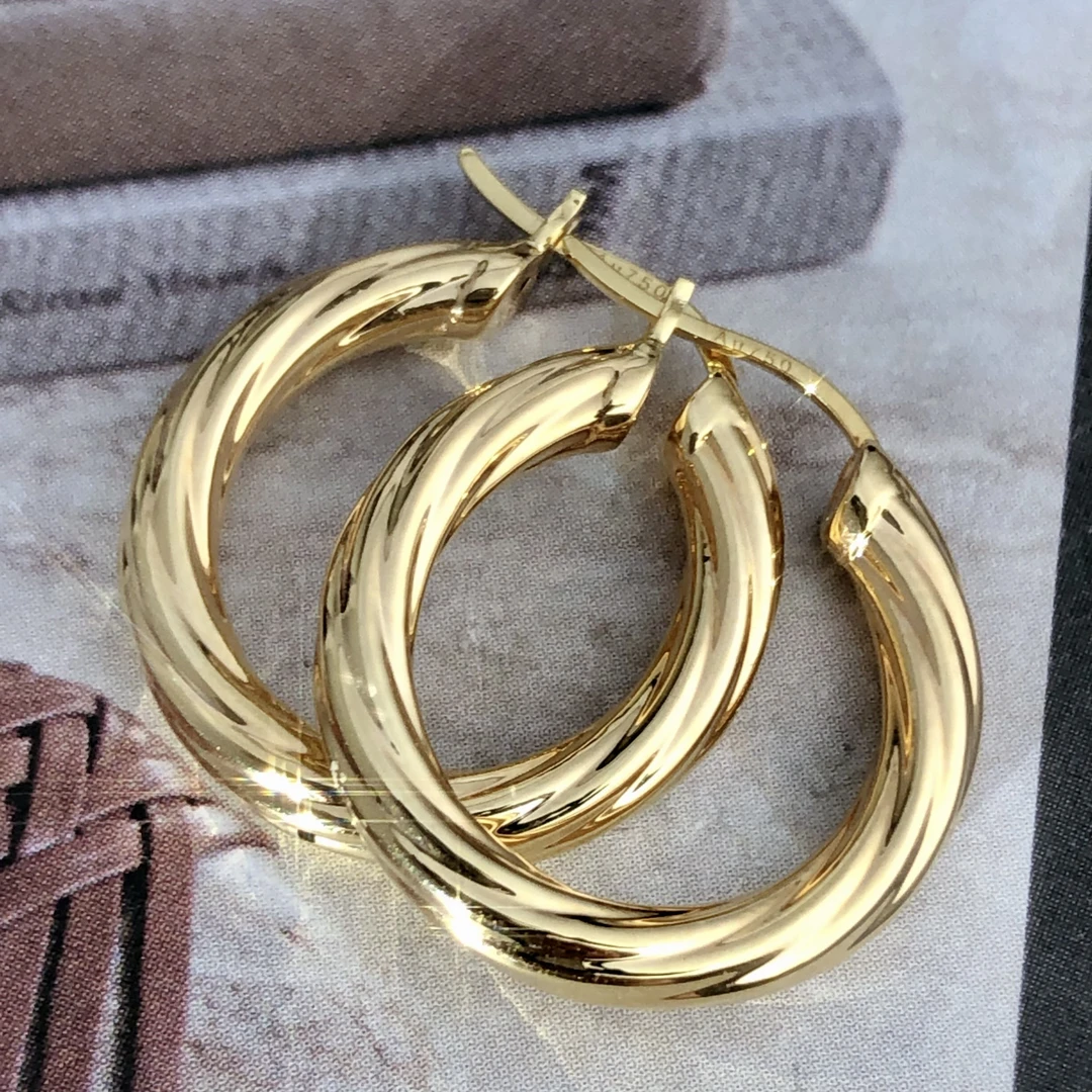 【春节礼物】18k金 | 法式麻花耳圈 外径卡19.7mm 粗3mm 日常百搭