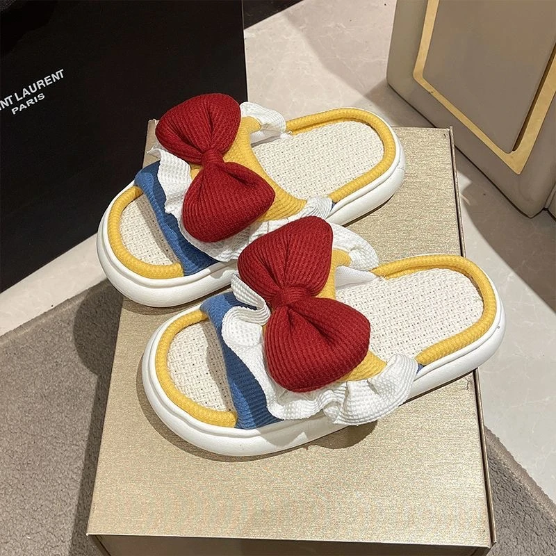 拖鞋女外穿在逃公主鞋子单拖鞋春秋薄款静音宿舍防滑亚麻四季拖