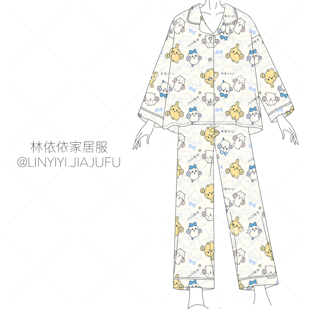 云朵棉福袋睡衣家居服卡通ins长袖薄款印花