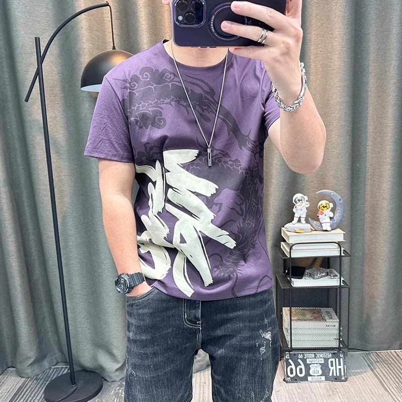 短袖t恤衫2025夏季新款韩版个性百搭圆领薄款半袖体恤衫上衣t男