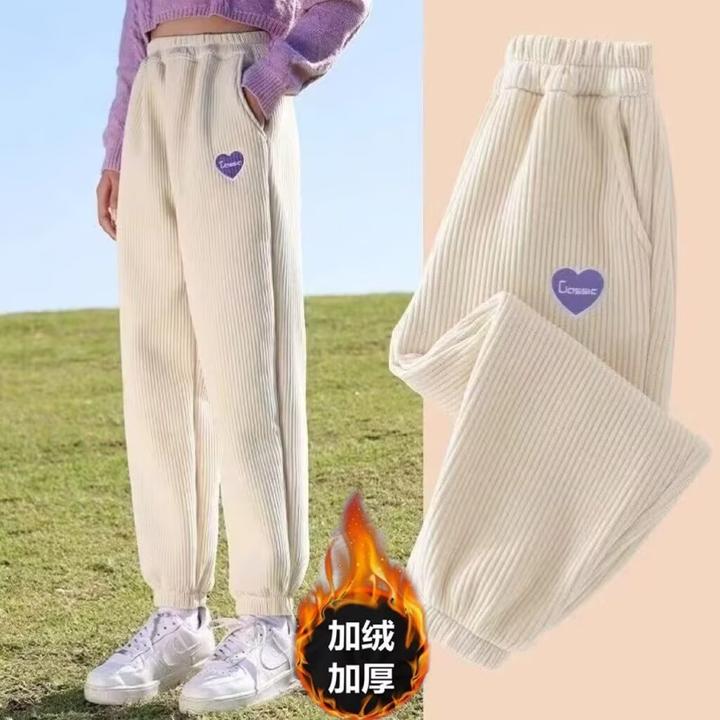 巴拉巴拉女童裤子秋冬款2024新款儿童运动裤加绒女孩长裤秋装大童