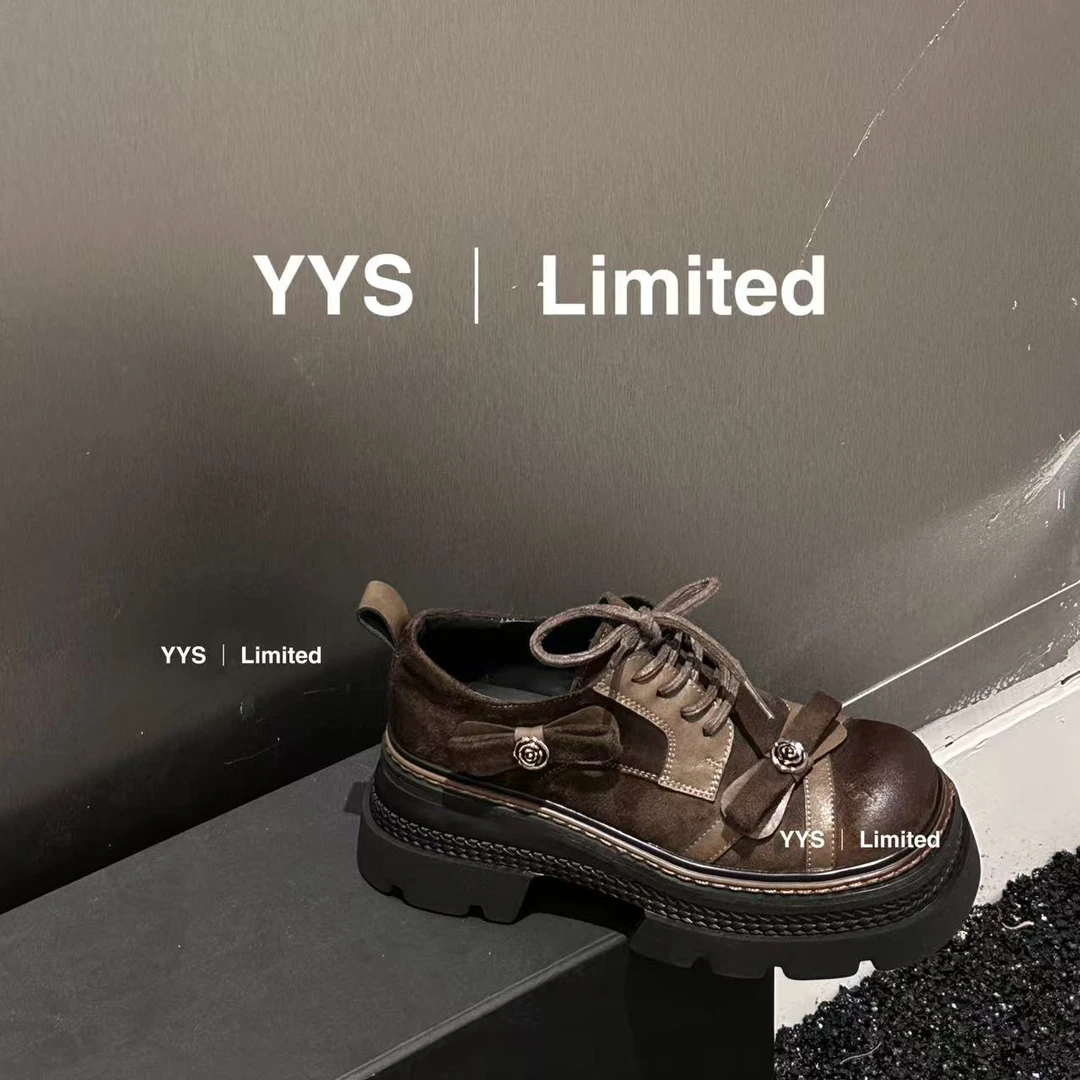 【于月专属】H55- 7cm！城市游牧风｜中古感立体蝴蝶结乐福鞋21-2183