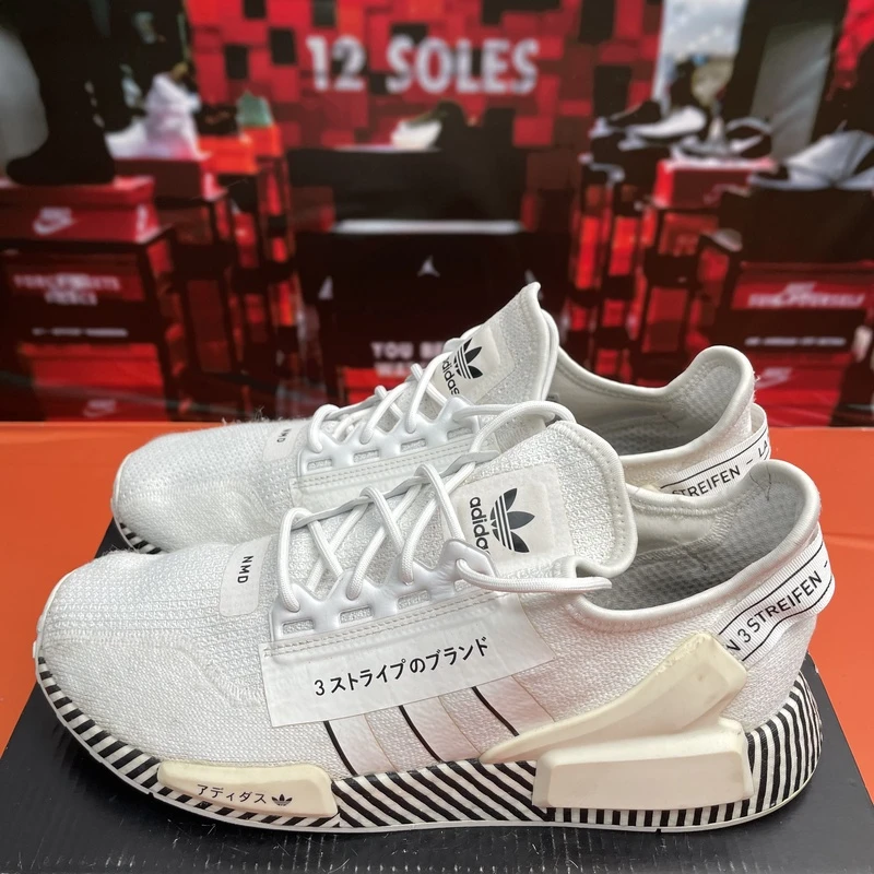 45码 中古 阿迪达斯 Originals NMD R1 V2 休闲鞋 白黑 无盒