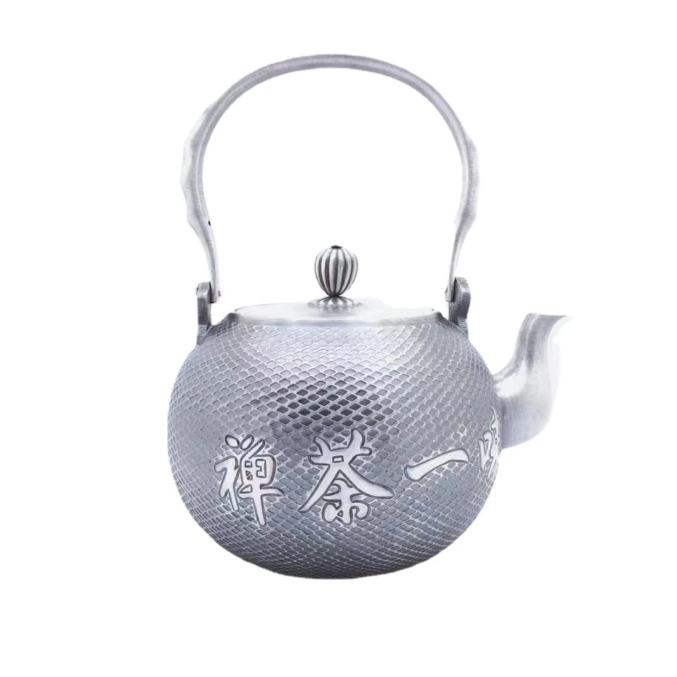 足银银制品 纯银茶具茶壶足银999手工家用烧水壶茗杯泡茶银壶银杯
