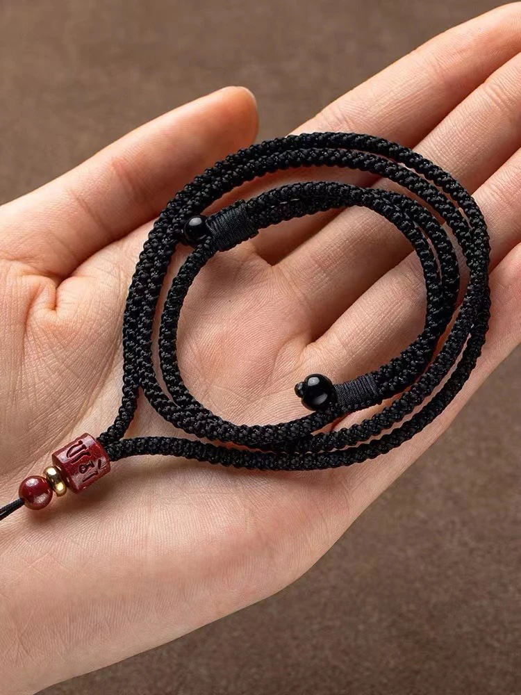 铜合金布艺项链 字真言吊坠挂绳手工编织男女好玉佩玉坠项链绳