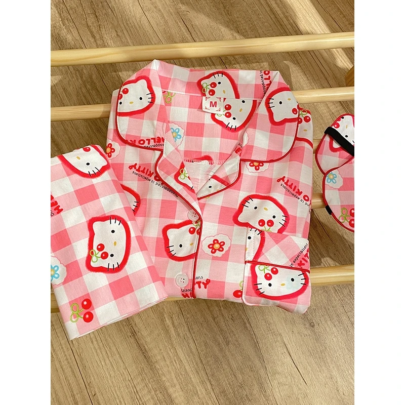 『红格hellokitty』韩国ins春秋睡衣女凯蒂猫长袖可爱纯棉家居服