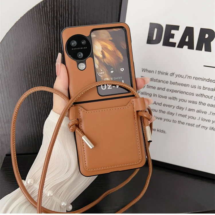 oppofindn3filp手机壳斜挎适用华为pocket2翻盖挂绳小米mixflip