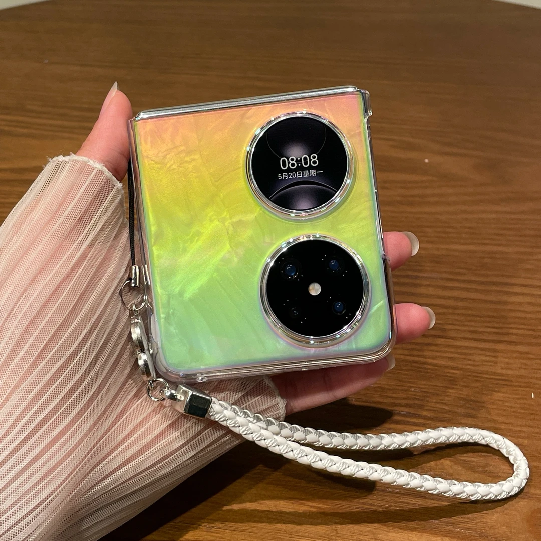 炫彩透明适用华为pocket2折叠屏手机壳新款手提挂绳个性
