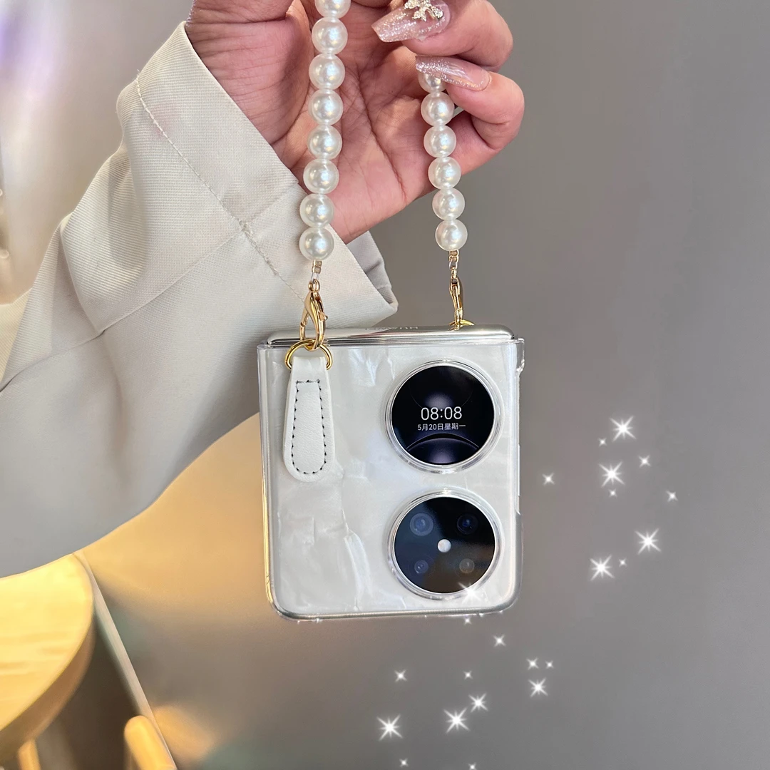 适用华为Pocket2手机壳折叠屏斜挎p50pocket新款透明超薄链条