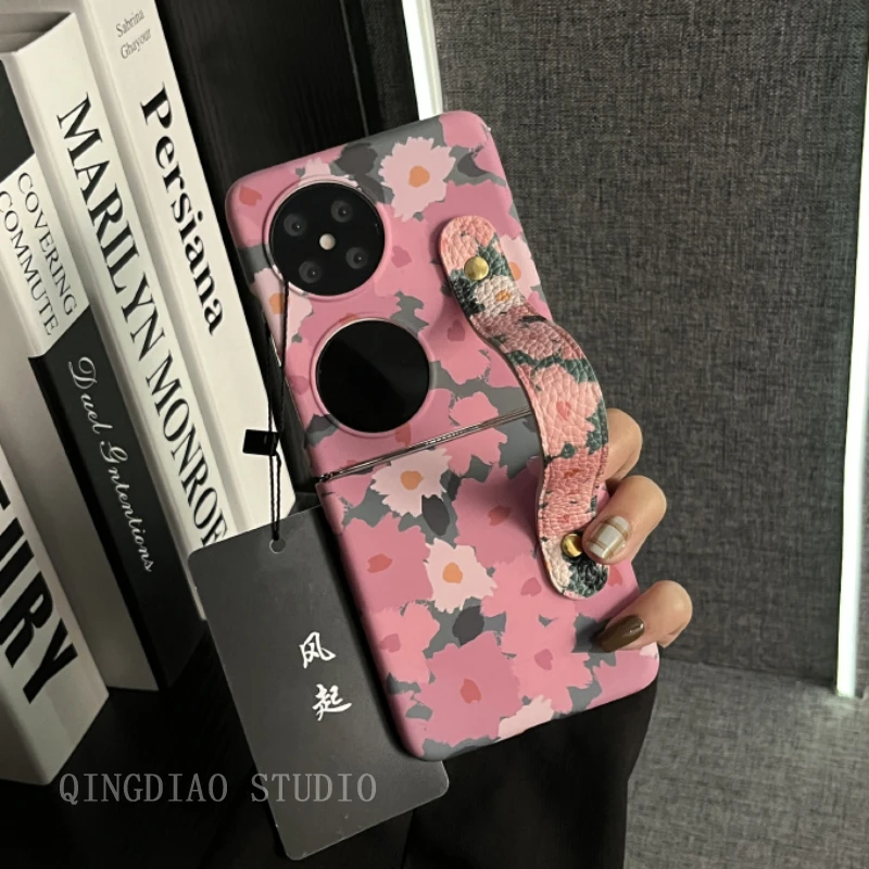秋冬韩风花朵手腕带适用于华为pocket2手机壳全包新款pockets
