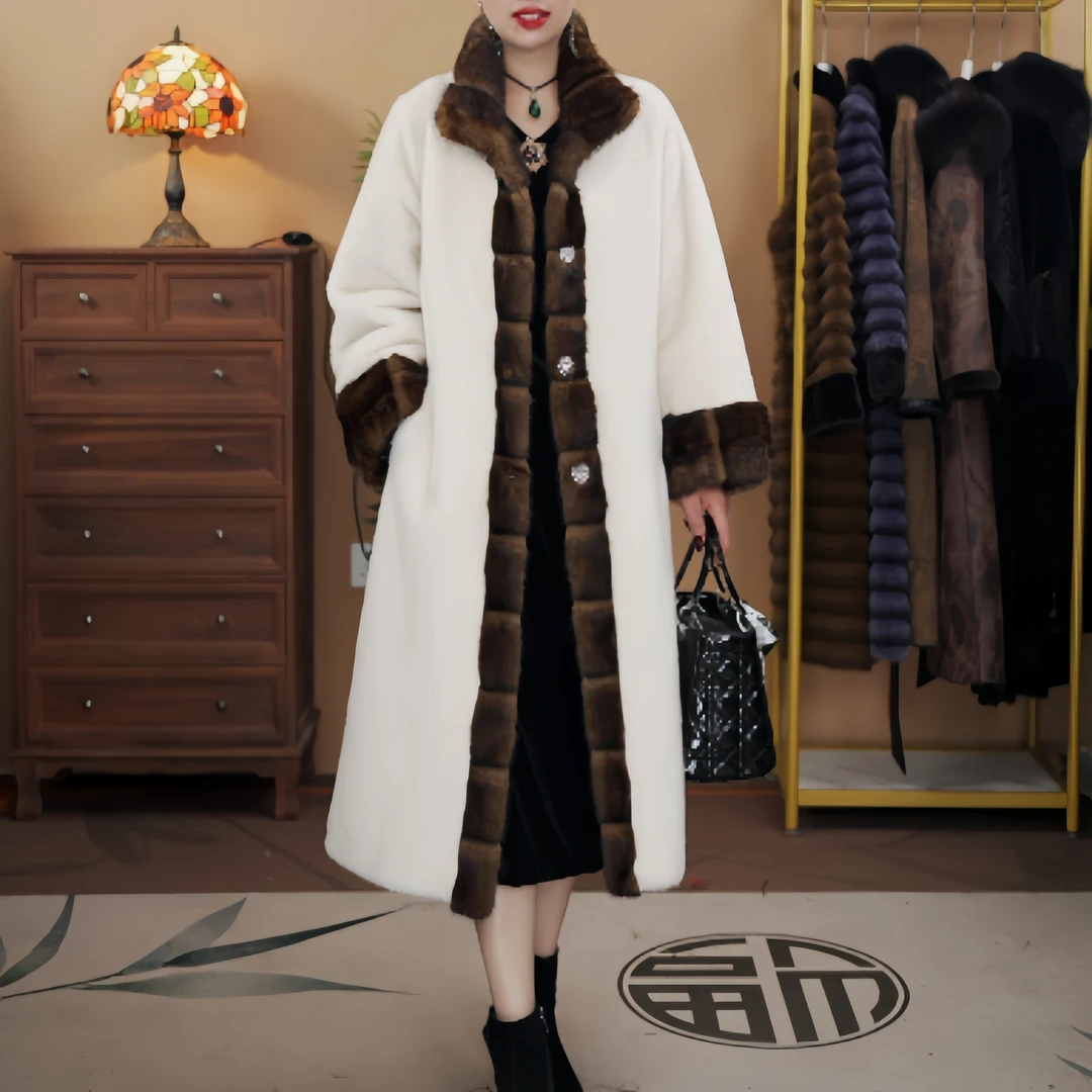【紫茉专属】9117冬季时尚高端新款气质皮毛一体百搭设计款外套