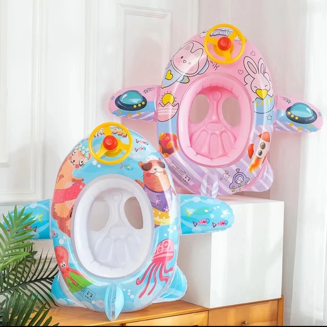 超厚儿童游泳圈防侧翻婴幼儿游泳坐艇水上乐园戏水玩具泳圈飞机艇