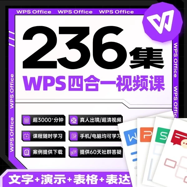 【四合一】WPS从小白到高手视频课