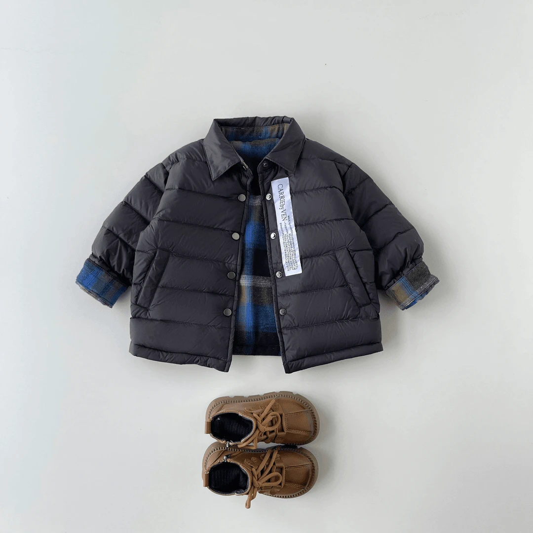 雅鹿儿童羽绒服现货男童新款双面穿中大童时尚90白鸭绒羽绒服