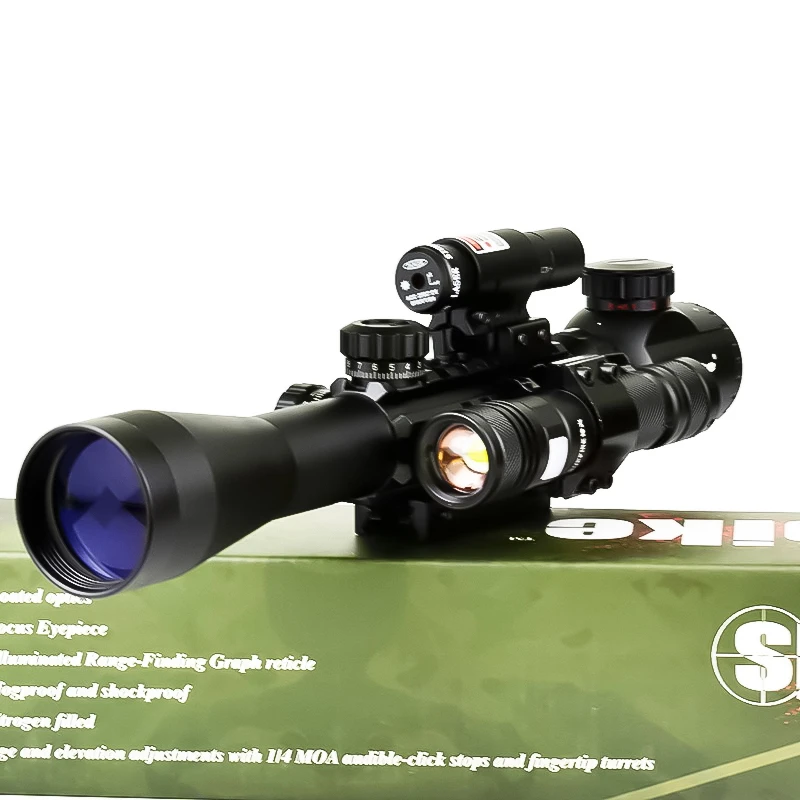 spike3-9倍瞄准镜 激光瞄准器 配强光手电 夜间可用 高清抗震红绿