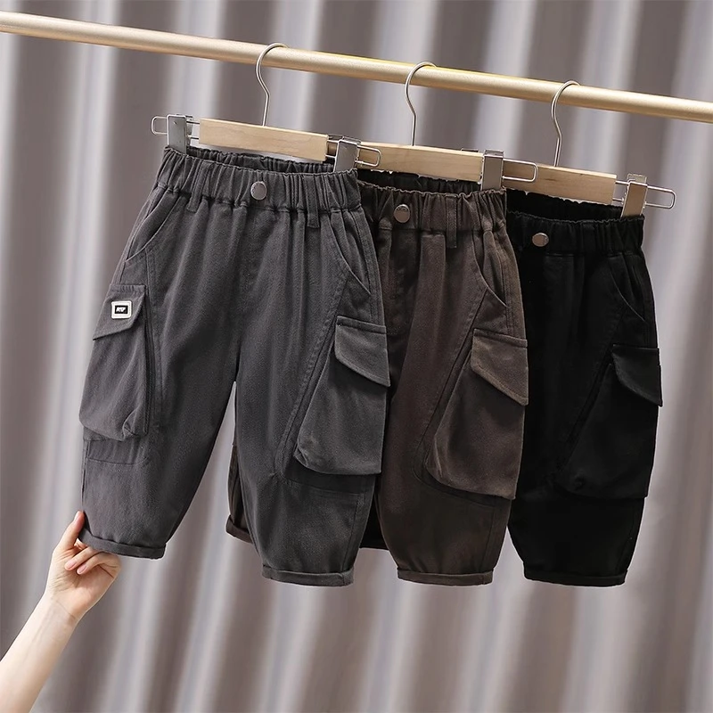 男童工装裤儿童春秋装裤子洋气宝宝2024春秋季新款休闲时髦潮裤