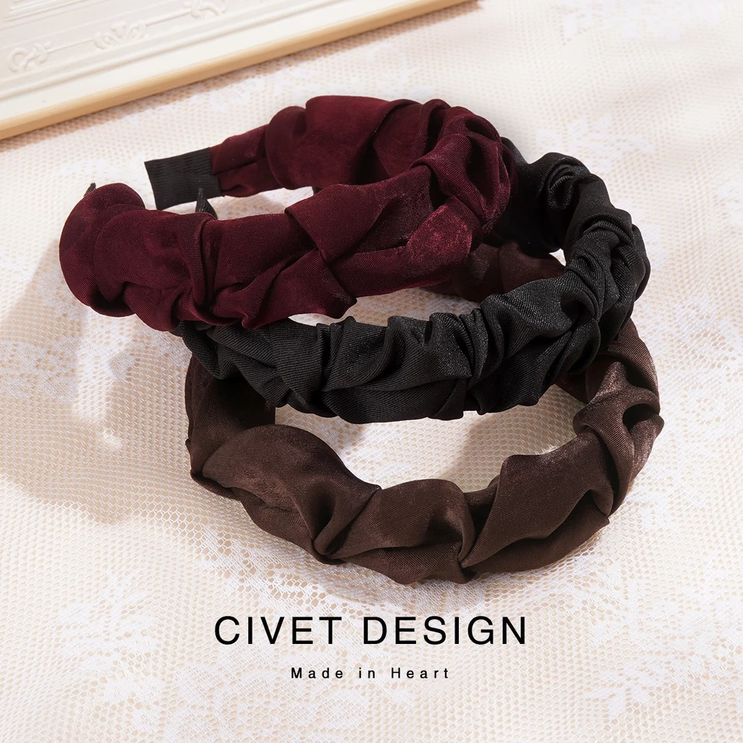 秋冬复古棕色网红宽边头箍丝绒头饰可爱气质纯色百搭简约女发箍