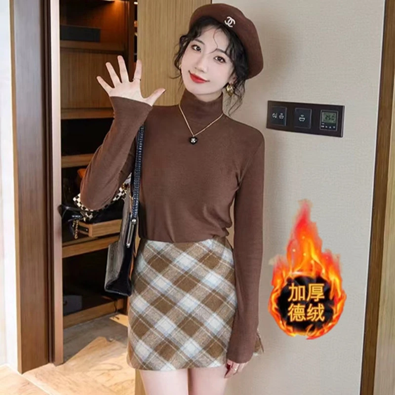 高领德绒打底衫女秋冬内搭2024新款加绒加厚冬时髦高级感爆款上衣