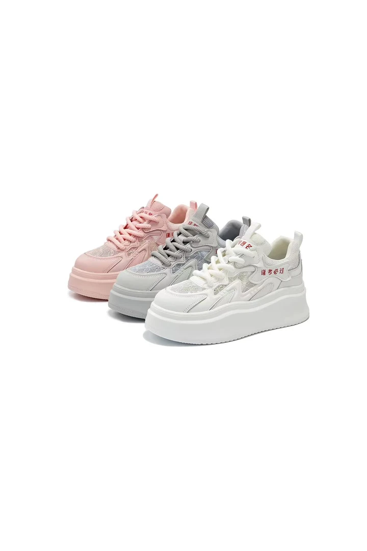 莱依小白鞋女2024新款爆款网鞋夏透气厚底板鞋百搭增高运动休闲鞋