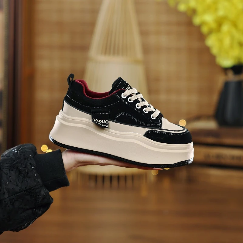 雅丹风2024晚秋新款网红爆款ins厚底增高6cm百搭潮流时尚休闲女鞋