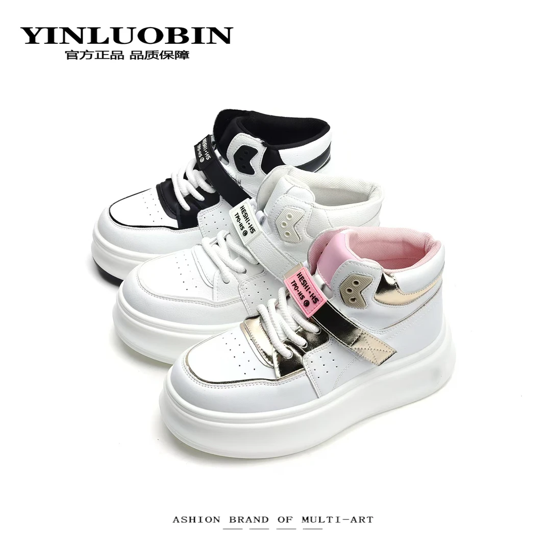 莱依2024新款爆款中帮透气厚底小白休闲百搭内增高运动休闲鞋女鞋