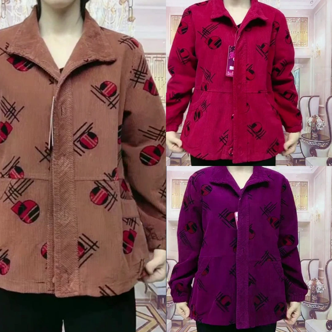 B12春季新款灯芯绒外套中老年休闲妈妈装