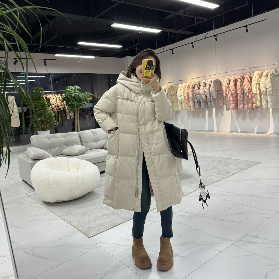【乌梅子酱】 可溯源安心90白鹅绒 中长款高充绒盘扣羽绒服